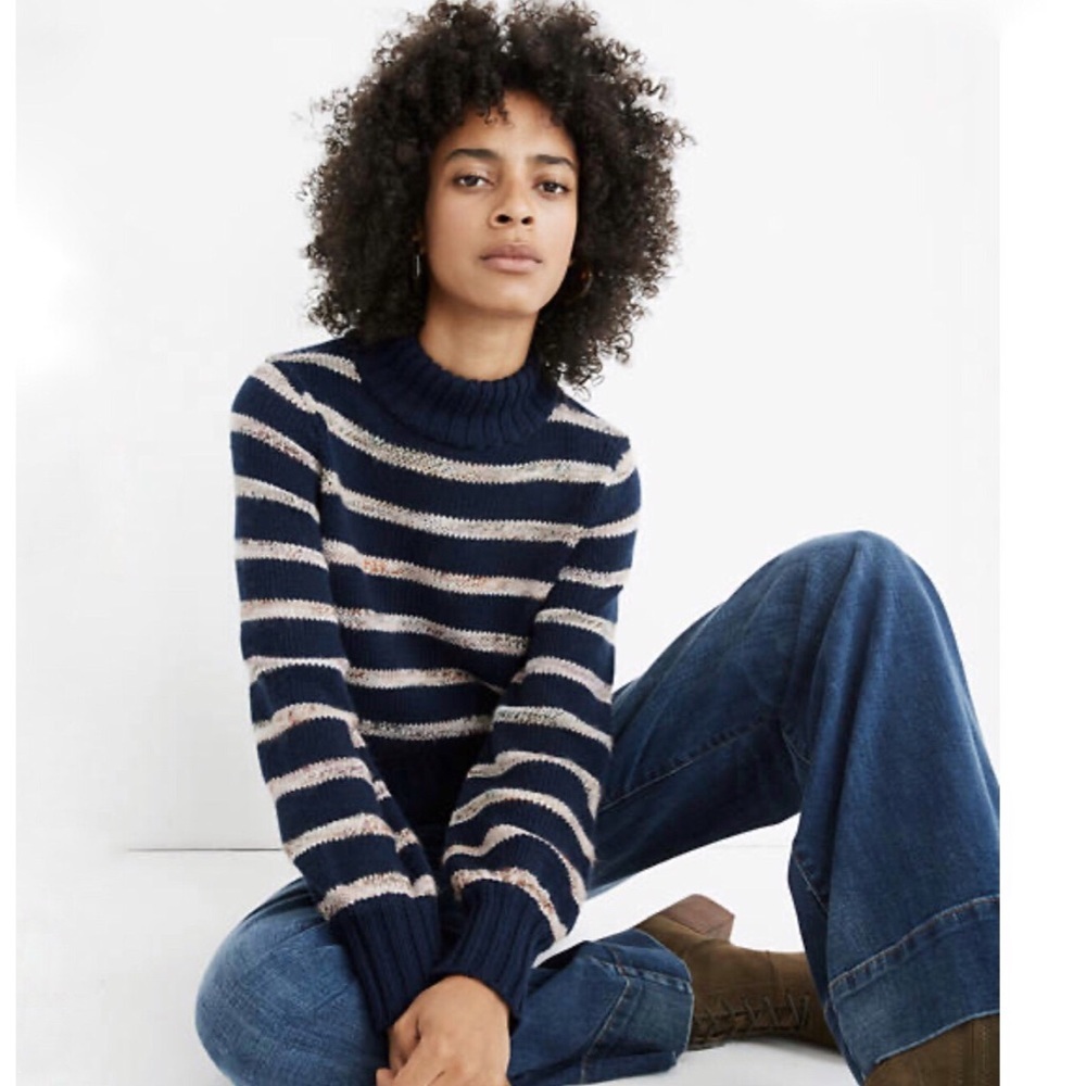 Madewell striped mock neck sweater